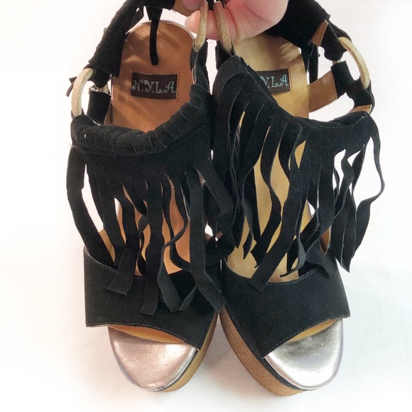 N.Y.L.A. Llano platform sandal fringe suede NEW 8 - Picture 4 of 8